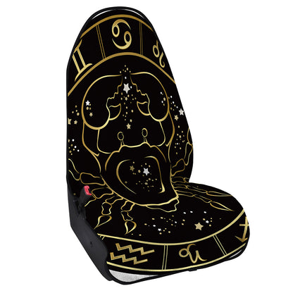 Gold And Black Cancer Sign Print Waterproof Car Seat Cover