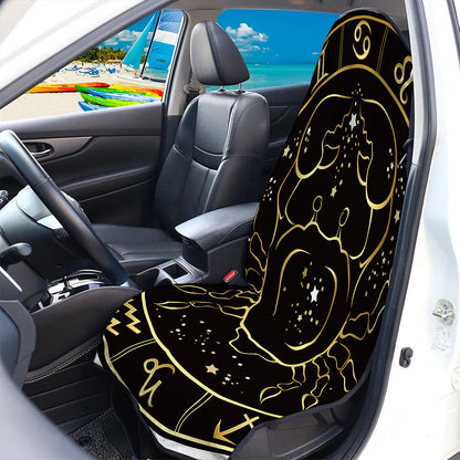 Gold And Black Cancer Sign Print Waterproof Car Seat Cover