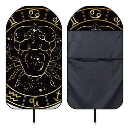 Gold And Black Cancer Sign Print Waterproof Car Seat Cover