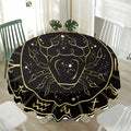 Gold And Black Cancer Sign Print Waterproof Round Tablecloth