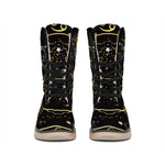 Gold And Black Cancer Sign Print Winter Boots