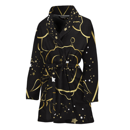 Gold And Black Cancer Sign Print Women's Bathrobe