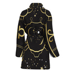 Gold And Black Cancer Sign Print Women's Bathrobe