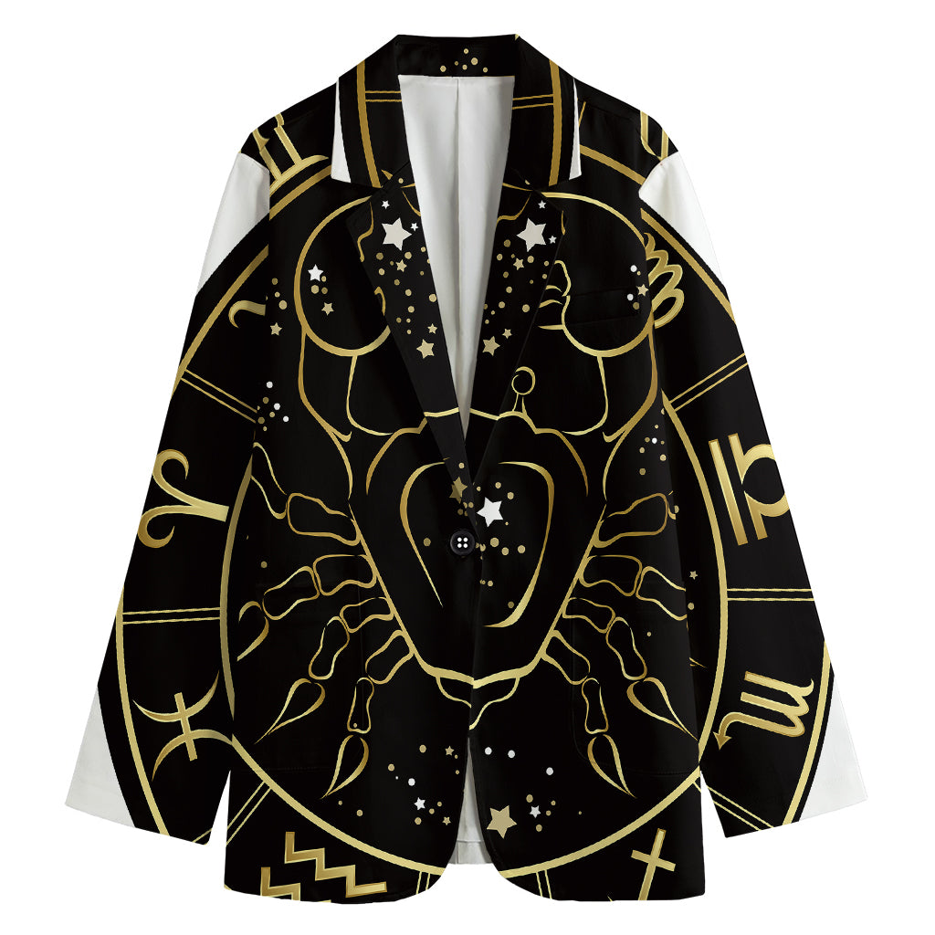 Gold And Black Cancer Sign Print Women's Blazer