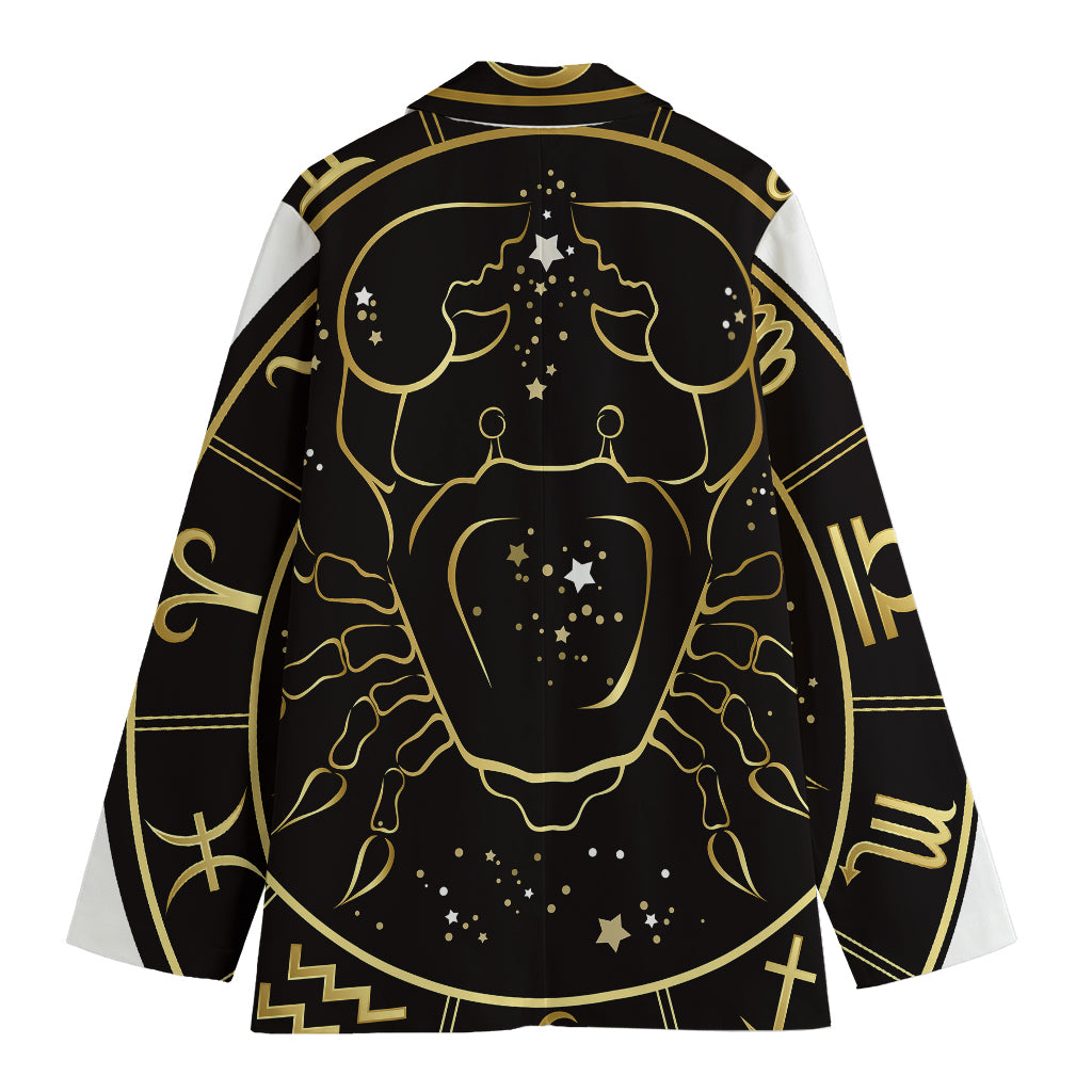 Gold And Black Cancer Sign Print Women's Blazer