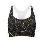 Gold And Black Cancer Sign Print Women's Sports Bra
