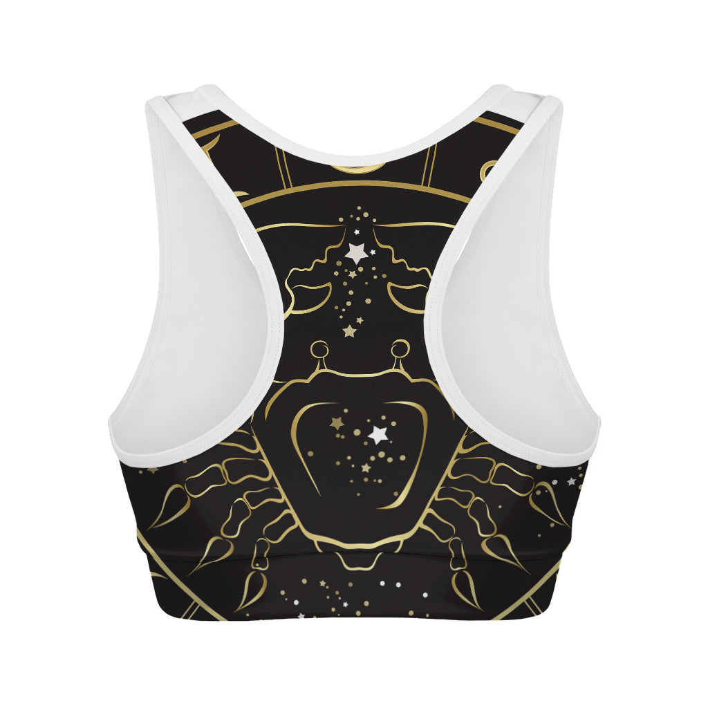 Gold And Black Cancer Sign Print Women's Sports Bra