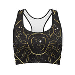 Gold And Black Cancer Sign Print Women's Sports Bra