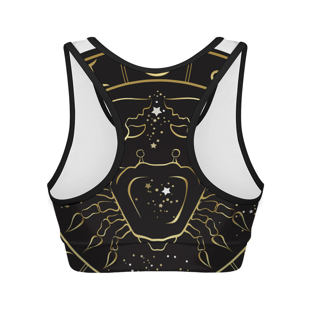 Gold And Black Cancer Sign Print Women's Sports Bra