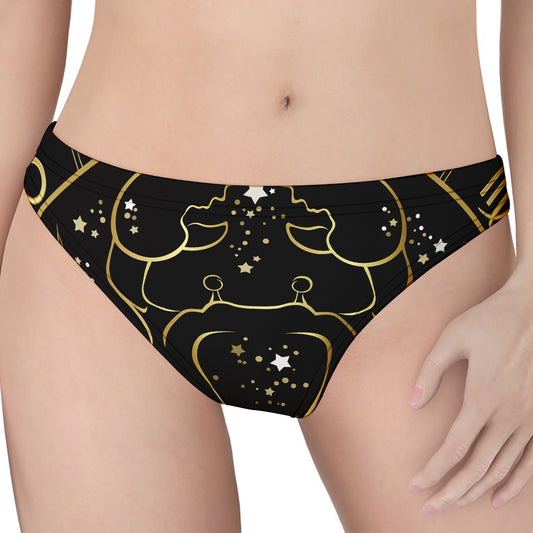 Gold And Black Cancer Sign Print Women's Thong