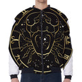 Gold And Black Cancer Sign Print Zip Sleeve Bomber Jacket