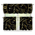 Gold And Black Capricorn Sign Print 3 Piece Kitchen Curtains