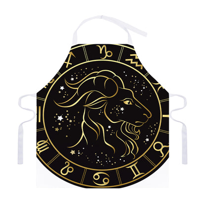 Gold And Black Capricorn Sign Print Adjustable Apron