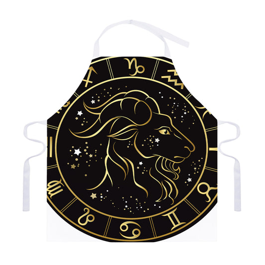 Gold And Black Capricorn Sign Print Adjustable Apron