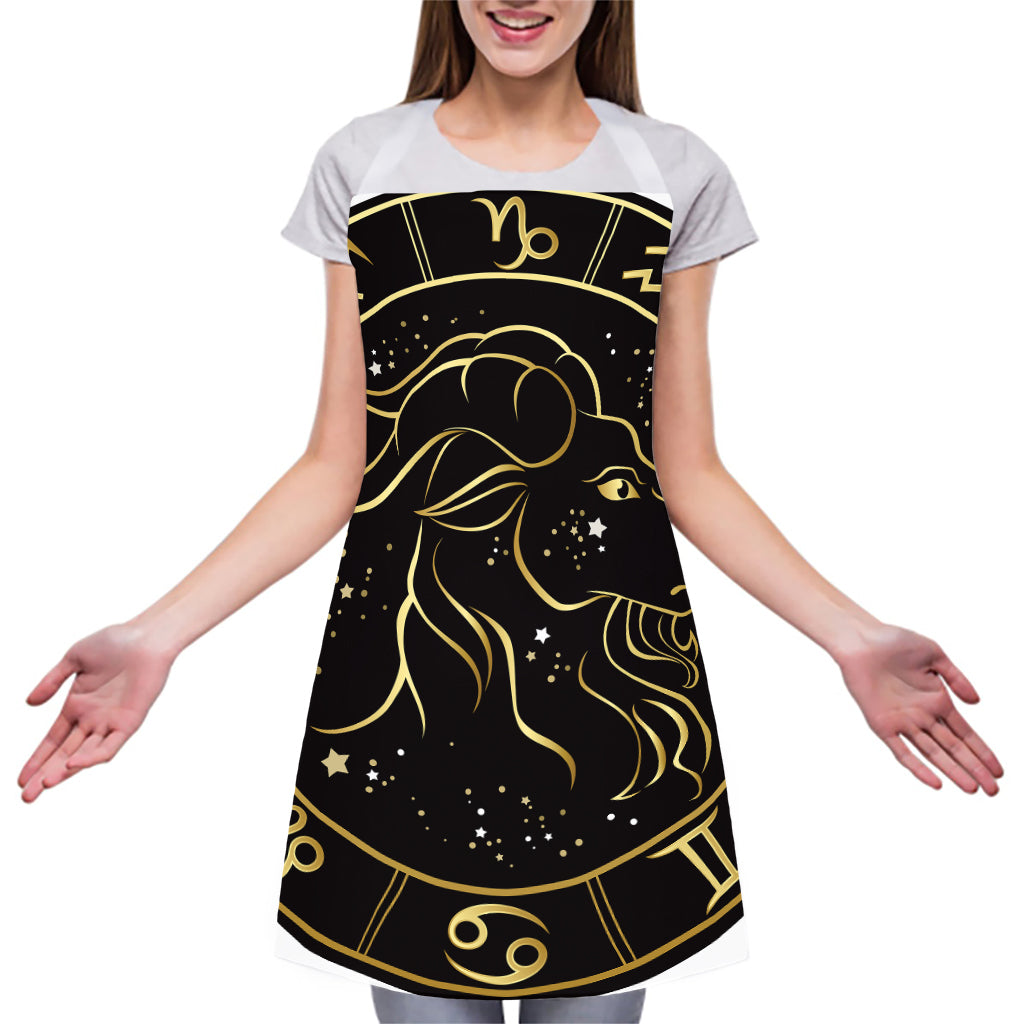 Gold And Black Capricorn Sign Print Adjustable Apron