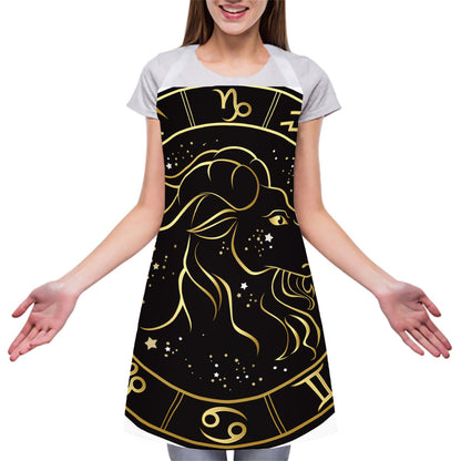 Gold And Black Capricorn Sign Print Adjustable Apron