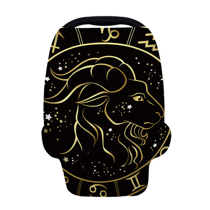 Gold And Black Capricorn Sign Print Baby Seat Cover