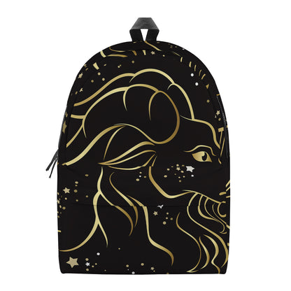 Gold And Black Capricorn Sign Print Backpack