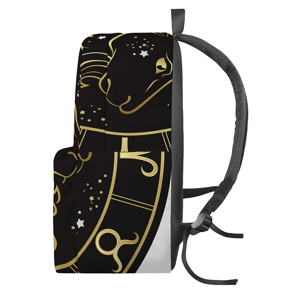 Gold And Black Capricorn Sign Print Backpack