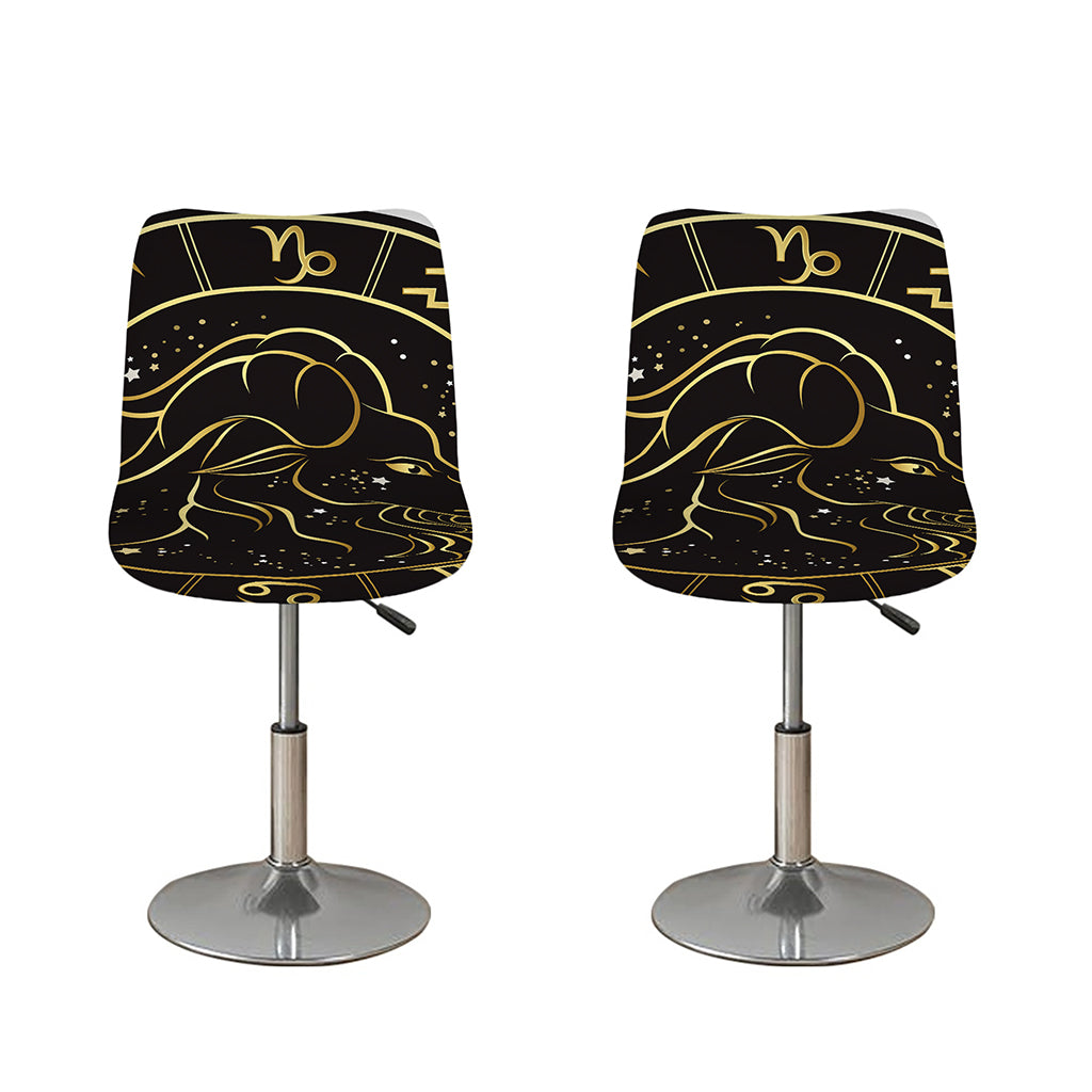 Gold And Black Capricorn Sign Print Bar Stool Covers