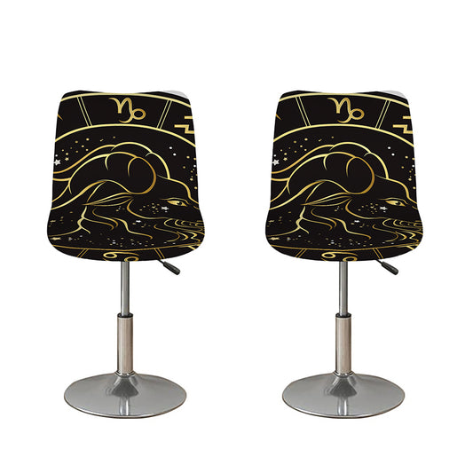 Gold And Black Capricorn Sign Print Bar Stool Covers