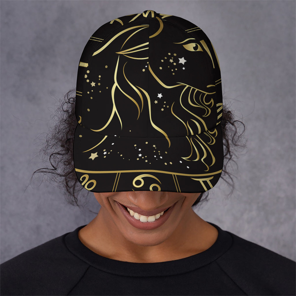 Gold And Black Capricorn Sign Print Baseball Cap