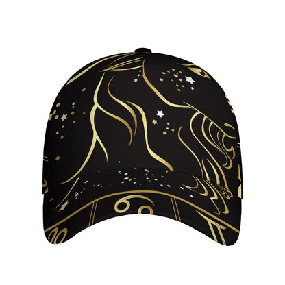 Gold And Black Capricorn Sign Print Baseball Cap