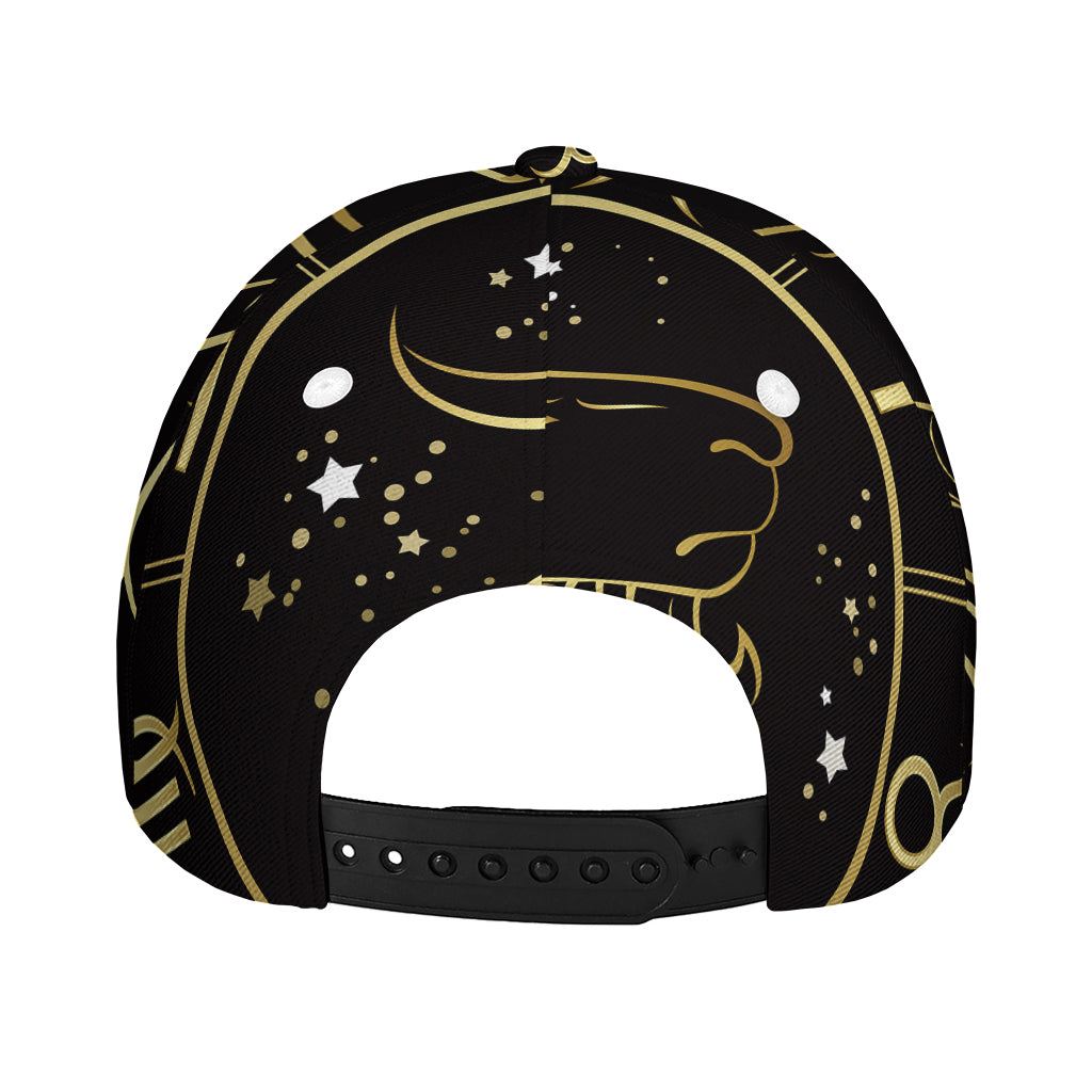 Gold And Black Capricorn Sign Print Baseball Cap
