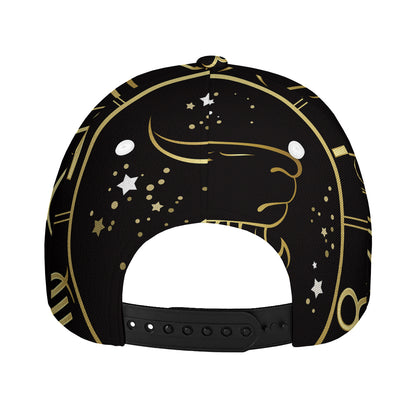 Gold And Black Capricorn Sign Print Baseball Cap