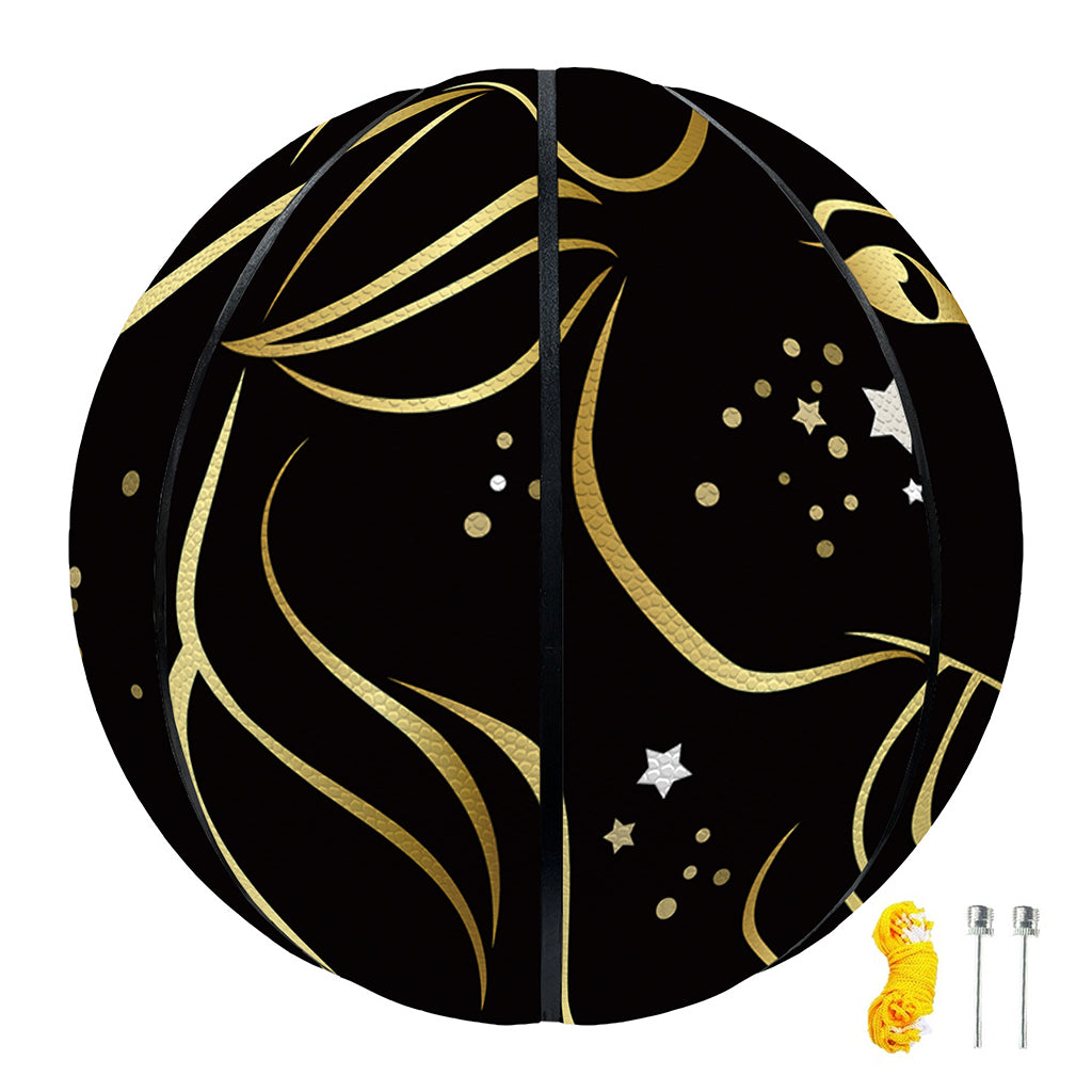 Gold And Black Capricorn Sign Print Basketball
