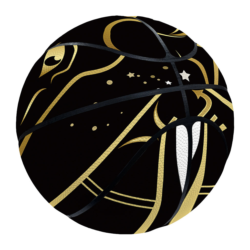 Gold And Black Capricorn Sign Print Basketball