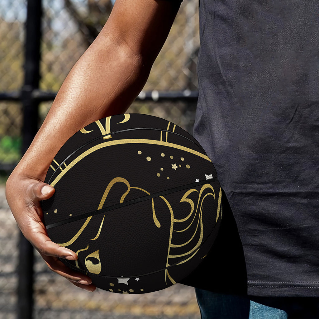 Gold And Black Capricorn Sign Print Basketball