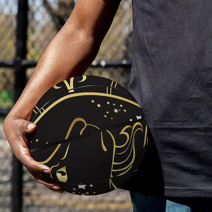 Gold And Black Capricorn Sign Print Basketball