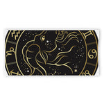 Gold And Black Capricorn Sign Print Beach Towel