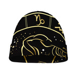 Gold And Black Capricorn Sign Print Beanie