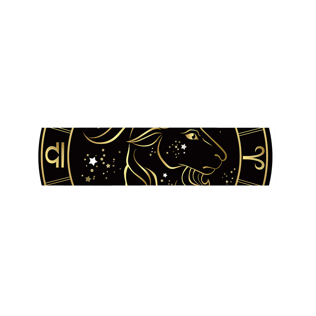 Gold And Black Capricorn Sign Print Bed Runner
