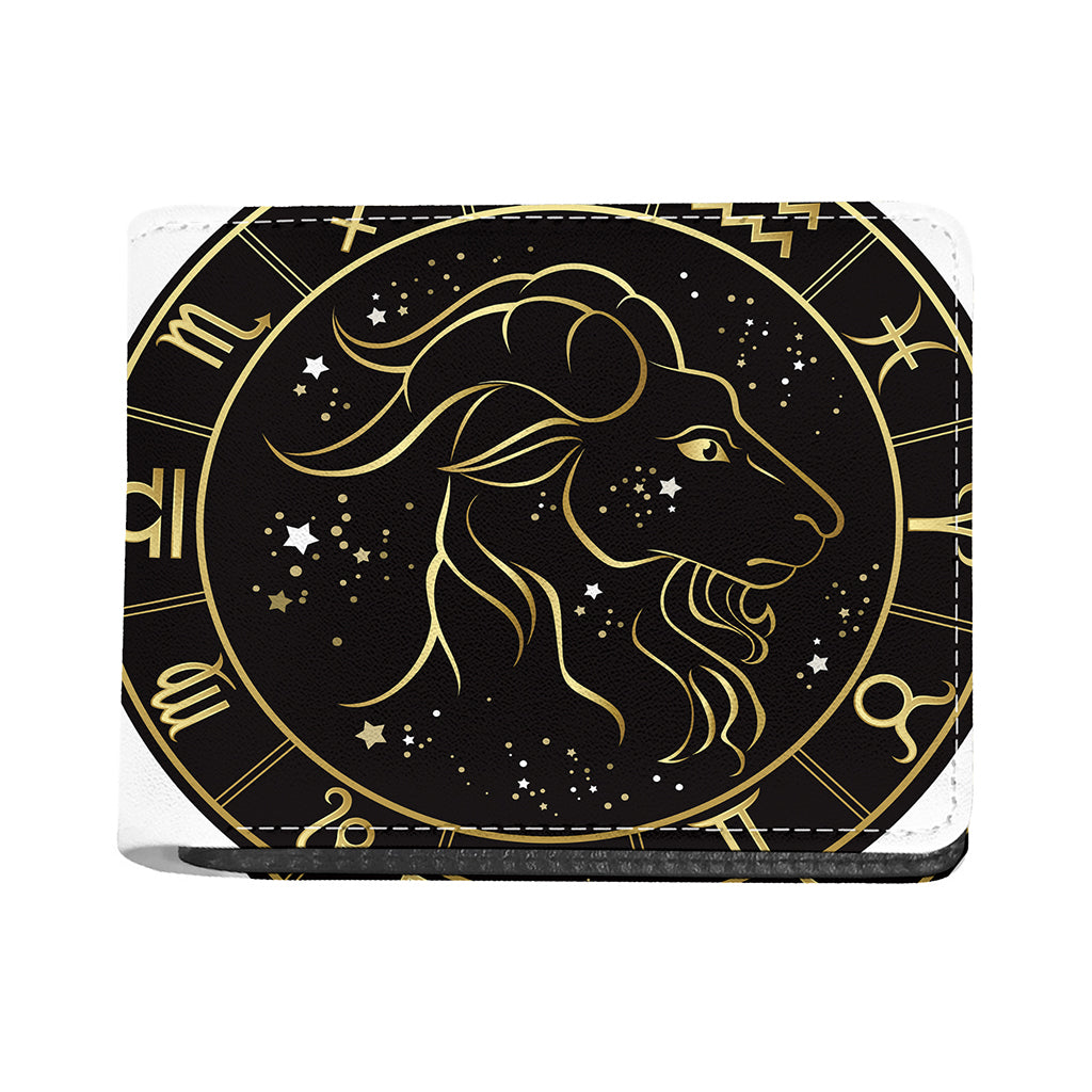 Gold And Black Capricorn Sign Print Bifold Wallet