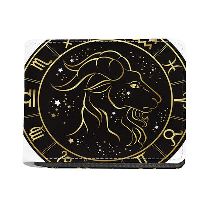 Gold And Black Capricorn Sign Print Bifold Wallet