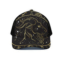 Gold And Black Capricorn Sign Print Black Mesh Trucker Hat