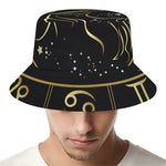 Gold And Black Capricorn Sign Print Bucket Hat