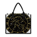 Gold And Black Capricorn Sign Print Canvas Tote Bag