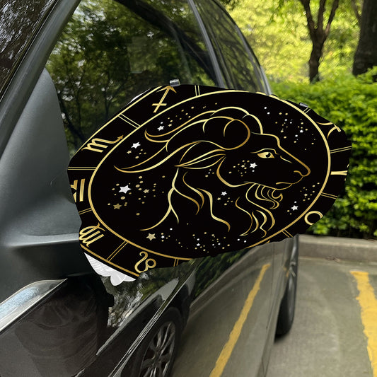 Gold And Black Capricorn Sign Print Car Side Mirror Covers