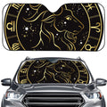 Gold And Black Capricorn Sign Print Car Windshield Sun Shade