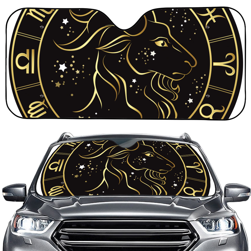Gold And Black Capricorn Sign Print Car Windshield Sun Shade
