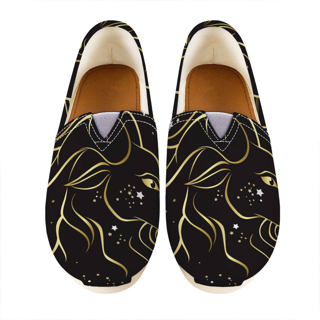 Gold And Black Capricorn Sign Print Casual Shoes
