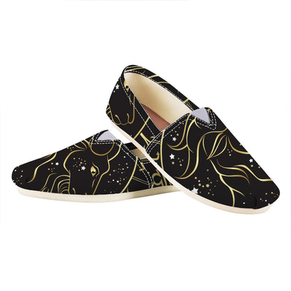 Gold And Black Capricorn Sign Print Casual Shoes