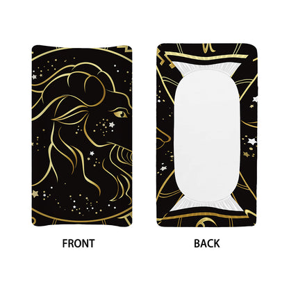 Gold And Black Capricorn Sign Print Changing Pad Cover