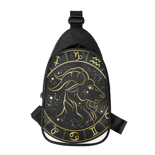 Gold And Black Capricorn Sign Print Chest Bag