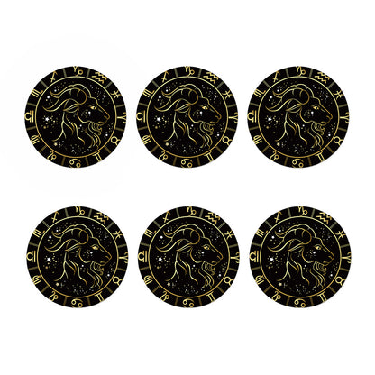 Gold And Black Capricorn Sign Print Coaster Set