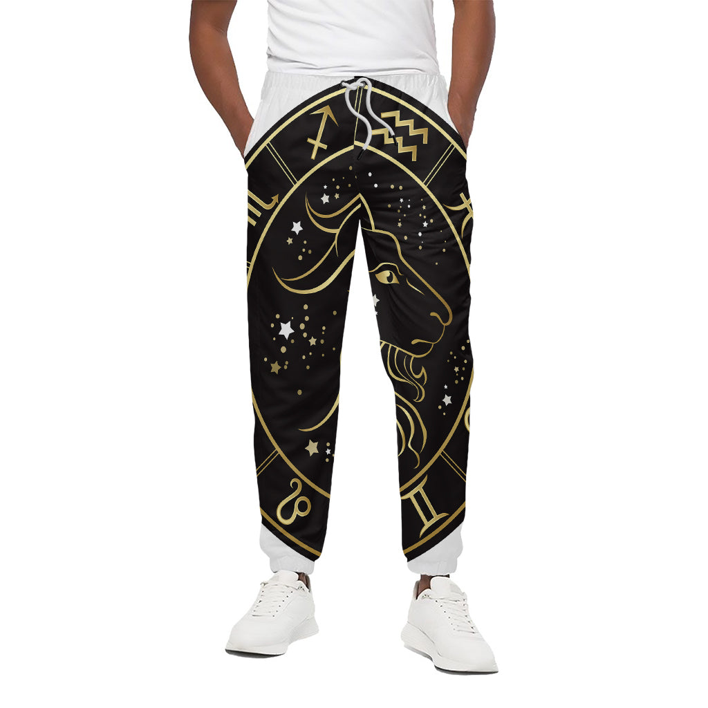 Gold And Black Capricorn Sign Print Cotton Pants